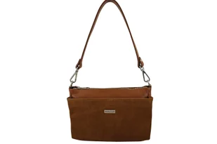 Pojemna torebka listonoszka ze skóry i zamszu - Brązowa jasna - Torebki damskie Pojemna torebka listonoszka ze skóry i zamszu - Brązowa jasna - Torebki damskie - miniaturka - grafika 1