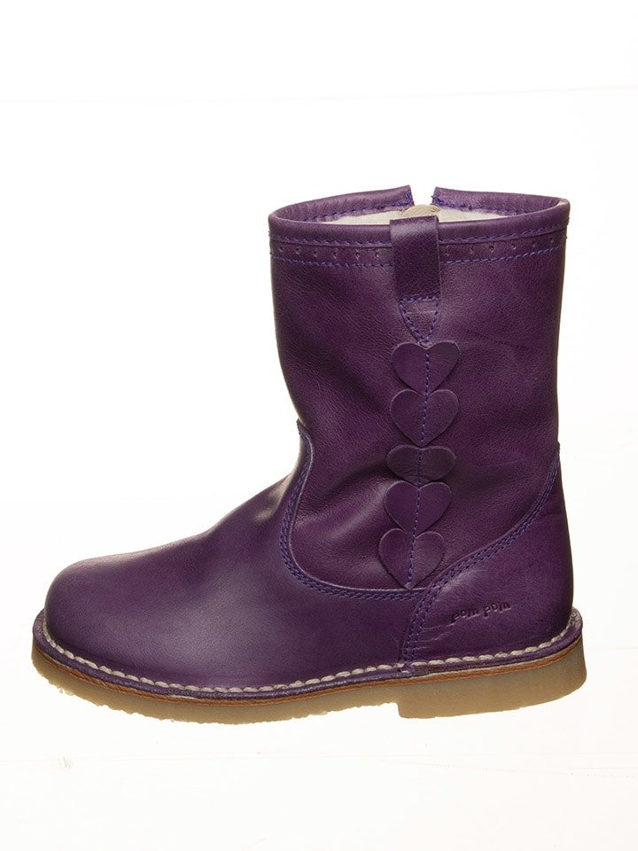 POM POM Skórzane kozaki w kolorze fioletowym