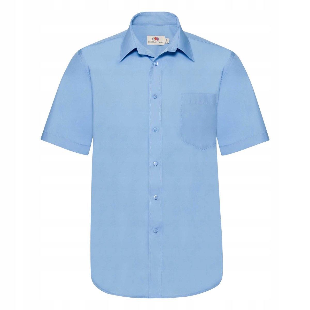 Koszula męska z krótkim rękawem z popeliny Lekki Niebieski r. L