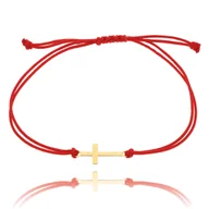 Bransoletki - Bransoletka sznurek czerwony krzyżyk pr. 585 - miniaturka - grafika 1