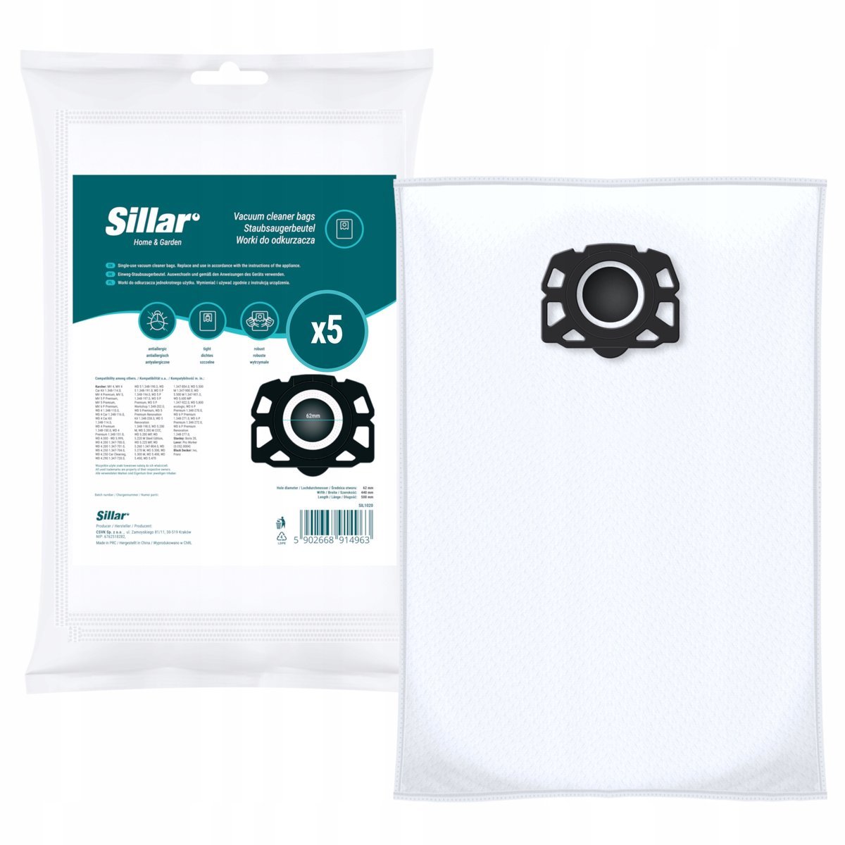 Worki do odkurzacza Karcher Stanley Black&Decker BXVC20 BXVC30 5szt