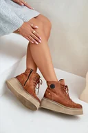 Botki damskie - Zamszowe Botki Na Masywnej Platformie Maciejka 06309-29 Brązowe-36 - miniaturka - grafika 1