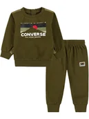 Bluzy i sweterki niemowlęce - Converse 2-częściowy zestaw w kolorze khaki - miniaturka - grafika 1