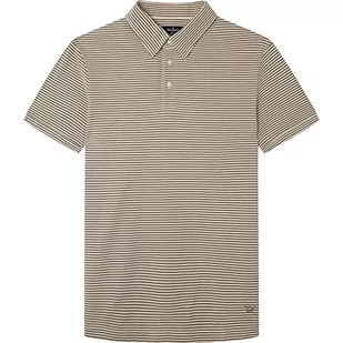 Hackett London Męska koszulka polo w paski Yd, Khaki, L - Koszulki męskie - miniaturka - grafika 1