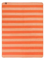 Koce - Koc bawełniano-akrylowy 150x200 beżowy pomarańczowy w pasy zygzaki - miniaturka - grafika 1
