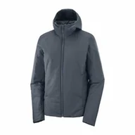 Kurtki i kamizelki sportowe damskie - Salomon Kurtka Salomon Outrack Insulated Hoodie W Ebony C15400 - miniaturka - grafika 1