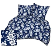 Pościel - Pościel z kory I 160x200 białe kwiaty na granatowym tle - miniaturka - grafika 1