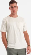Koszulki męskie - Męski t-shirt z kieszonką LOOSE FIT biały V8 OM-TSCT-0171 M - miniaturka - grafika 1