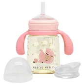 Chusty do noszenia dzieci - Butelka Treningowa Z Ustnikiem I Słomką 2In1 180 Ml Pink Pokey Marcus & Marcus - miniaturka - grafika 1