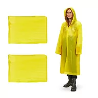 Kurtki męskie - Relaxdays Płaszcz przeciwdeszczowy, zestaw 2 sztuk, z kapturem, ponczo przeciwdeszczowe, wielokrotnego użytku, dla kobiet i mężczyzn, wodoszczelny, długi, lekki, żółty - miniaturka - grafika 1