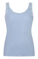 Koszulki i topy damskie - Hunkemöller Top z Prążkowanej Dzianiny z Koronką Niebieski - miniaturka - grafika 1