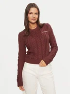 Swetry damskie - Guess Jeans Sweter W4BR13 Z3HN2 Bordowy Regular Fit - miniaturka - grafika 1