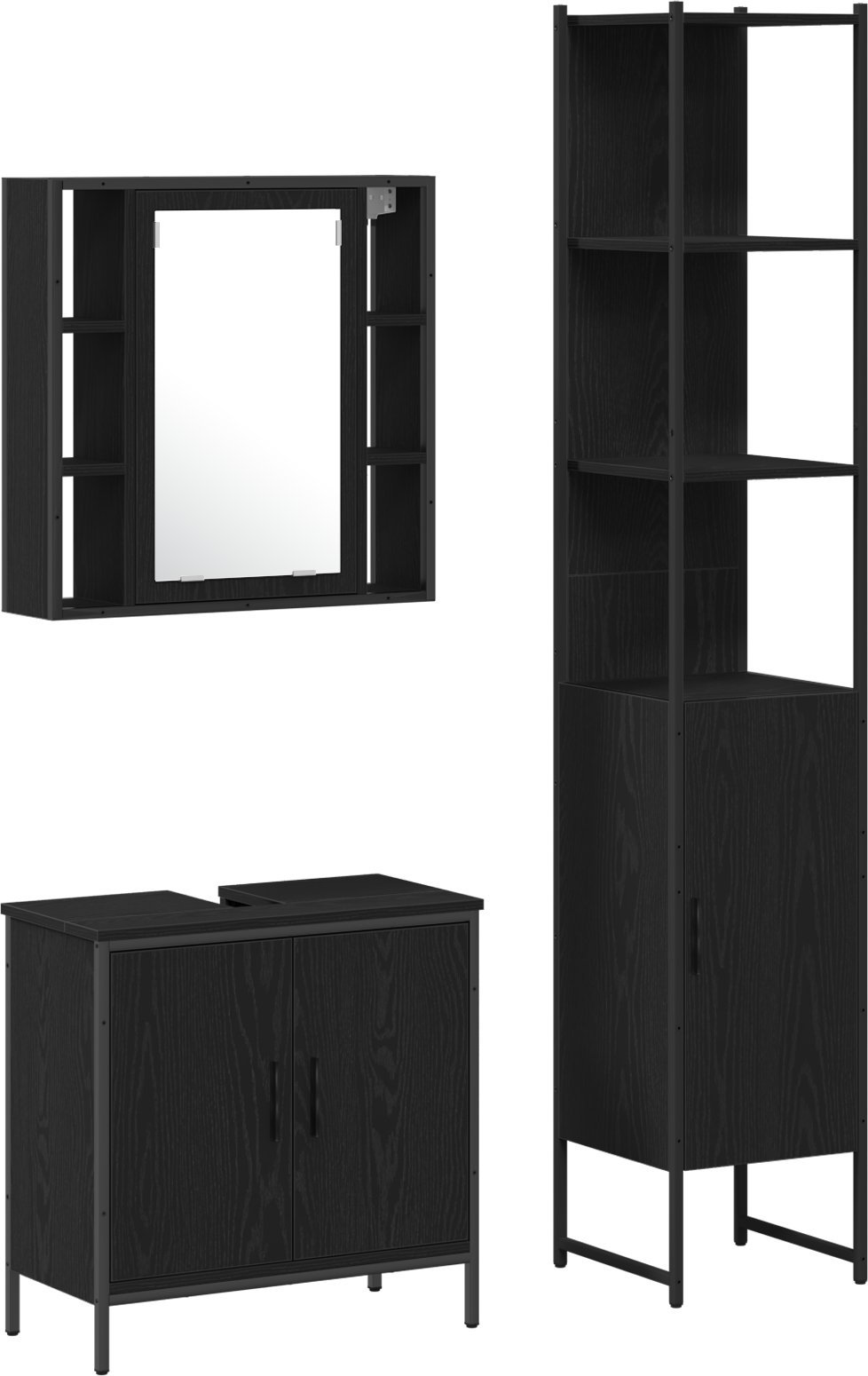 Szafka pod umywalkę vidaXL Czarny dąb 60x30x60 cm Drewno inżynieryjne, Szafka łazienkowa vidaXL Czarny dąb 33x33x185.5 cm Drewno inżynieryjne