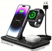 Ładowarki do telefonów - Ladowarka Indukcyjna Bezprzewodowa Czarna Do Telefonu Słuchawek I Zegarka - miniaturka - grafika 1