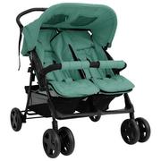 Wózki dziecięce - shumee Podwójny wózek spacerowy zielony stalowy - miniaturka - grafika 1