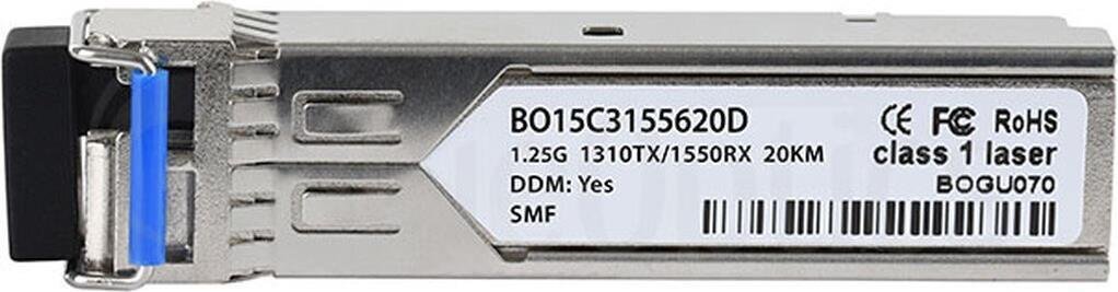 Kompatybilność Fortinet SFP-BXU35-20KM BlueOptics BO15C3155620D Transceiver SFP, LC-Simplex, 1000BASE-BX-U, światłowód jednomodowy, TX1310nm/RX1550nm, 20KM, DDM, 0°C/+70°C (SFP-BXU35-20KM-FR-BO) SFP-BXU35-20KM-FR-BO