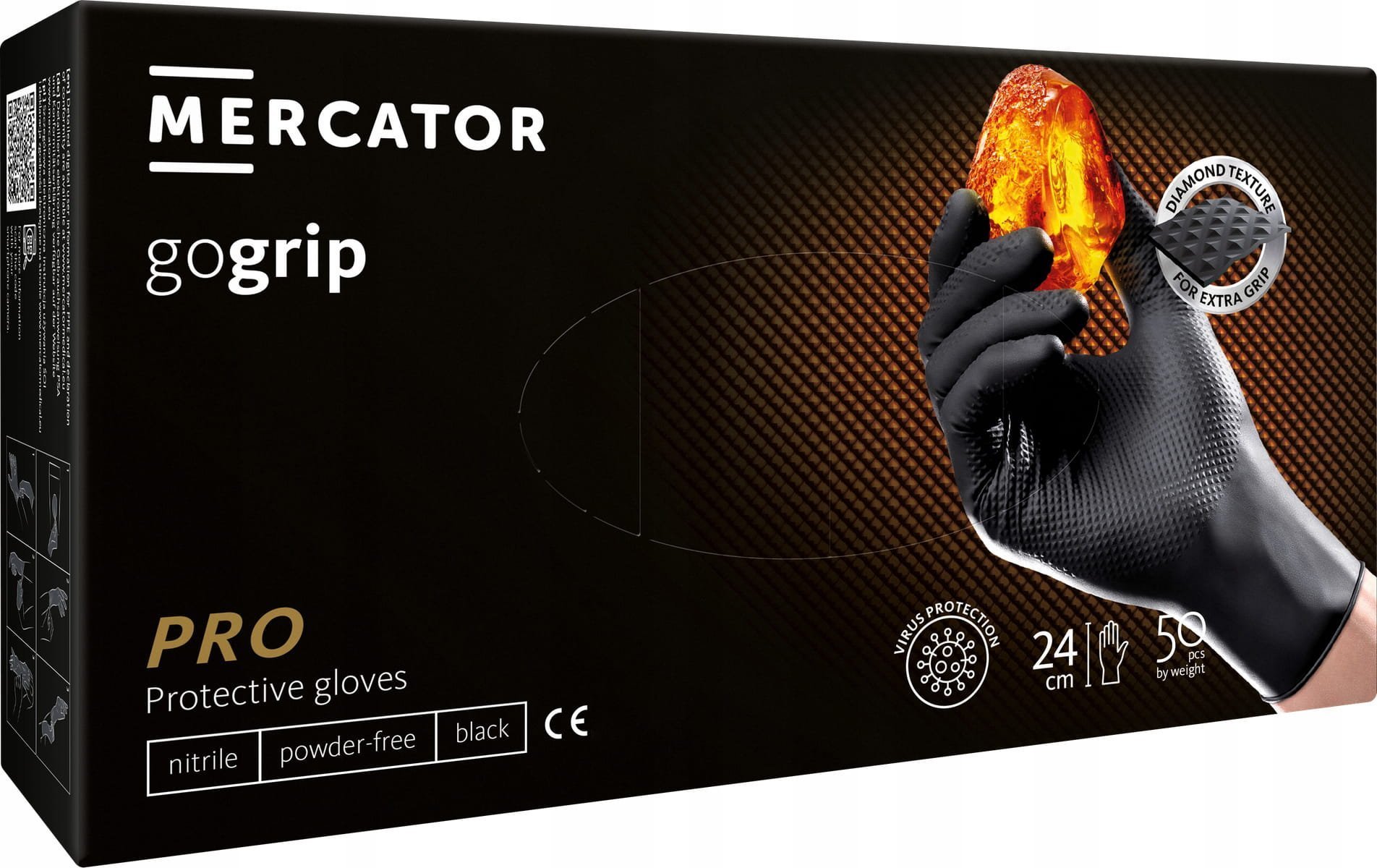 Mercator Rękawice Nitrylowe 50 szt. Gogrip Black L 8-9