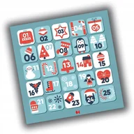 Kalendarze - NAKLEJKI ŚWIĄTECZNE KALENDARZ ADWENTOWY N04 20x20 - miniaturka - grafika 1