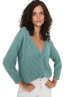 Swetry damskie - Trendyol Akrylowy kardigan - niebieski - regularny M niebieski, Miętowy, M - miniaturka - grafika 1