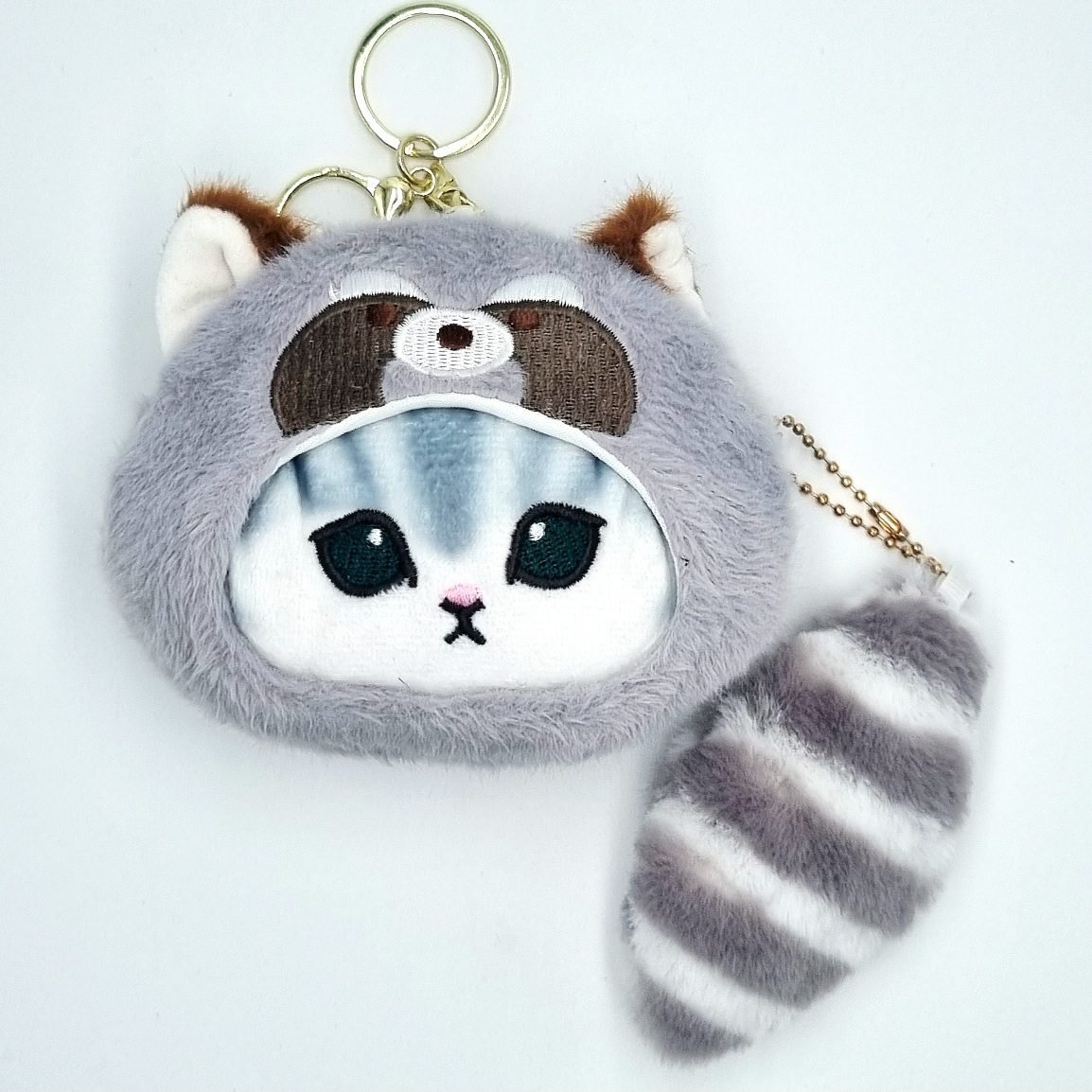 Portfel pluszowy na breloczku kotek mofusand przebrany za szopa