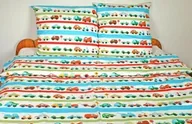 Pościel dla dzieci - Extrapościel Pościel bawełniana 160x200 wzór 796E Auta Kolorowe Pasy Czerwone i Niebieskie - miniaturka - grafika 1