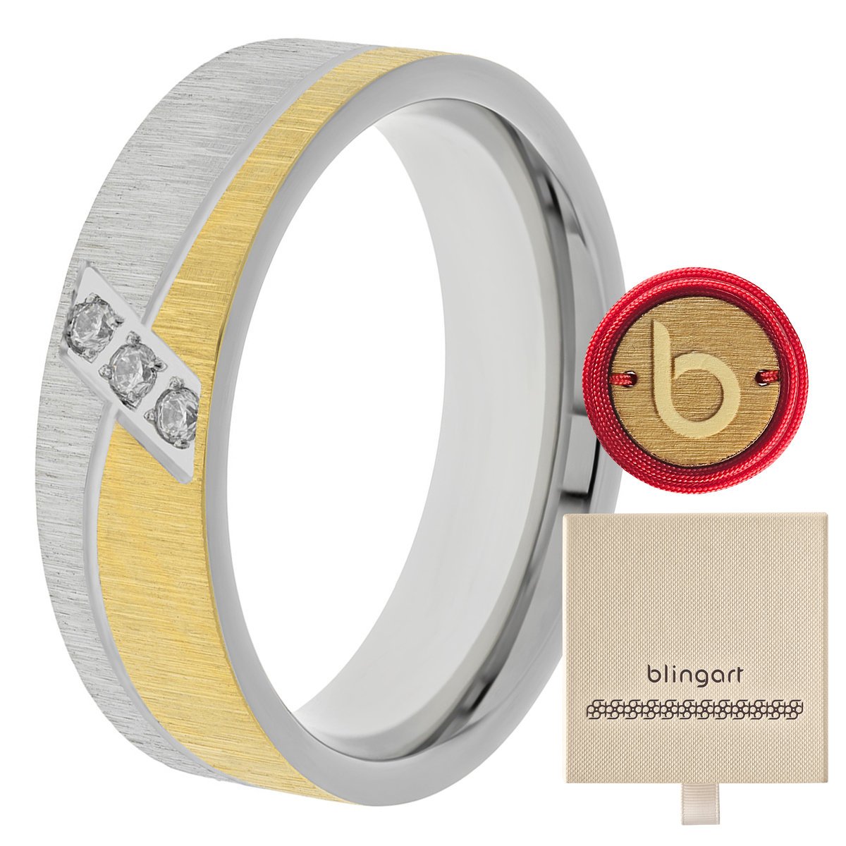 Obrączka damska sygnet srebrny stal chirurgiczna złocona modna BLINGART