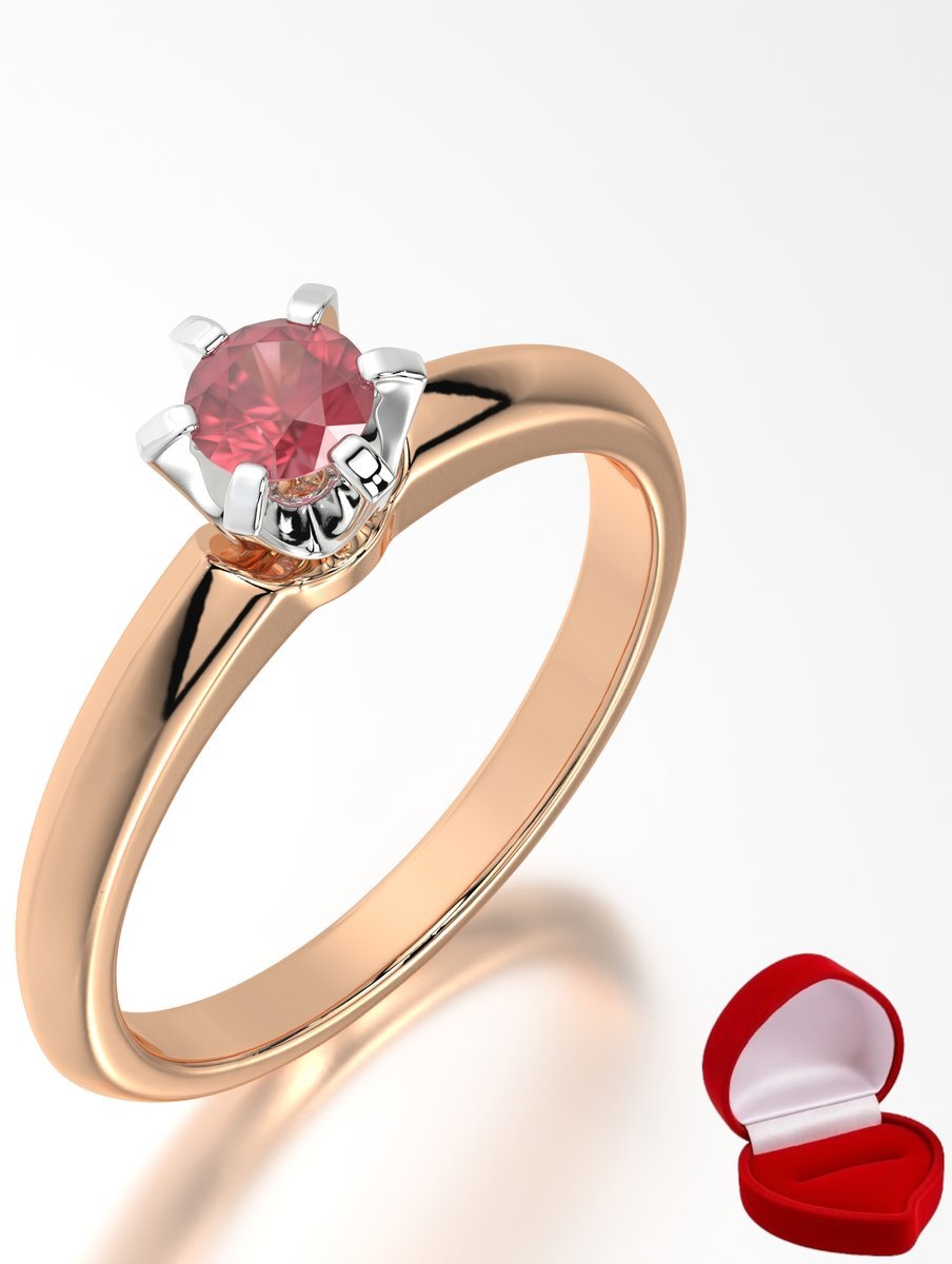 ZŁOTY PIERŚCIONEK ZARĘCZYNOWY 585 14k RUBIN 0,19 ct RÓŻOWE ZŁOTO R11