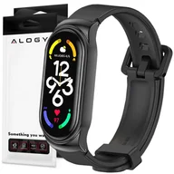 Akcesoria do smartwatchy - Alogy Pasek silikonowy z zapięciem opaska do Xiaomi Mi Band 7 Black - miniaturka - grafika 1