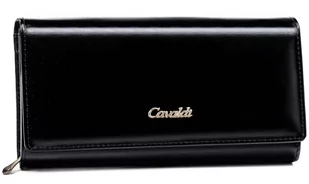 Duży portfel damski z ochroną kart RFID portfel ze skóry ekologicznej na zatrzask Cavaldi, czarny - Portfele - miniaturka - grafika 1
