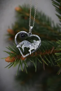 Srebrny naszyjnik z wilczycą i onyksem - Naszyjniki - miniaturka - grafika 1