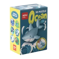 Figurki dla dzieci - Samoprzylepne puzzle 3D, figurka z kartonu Apli Kids Ocean - Rekin 6 lat+ - miniaturka - grafika 1