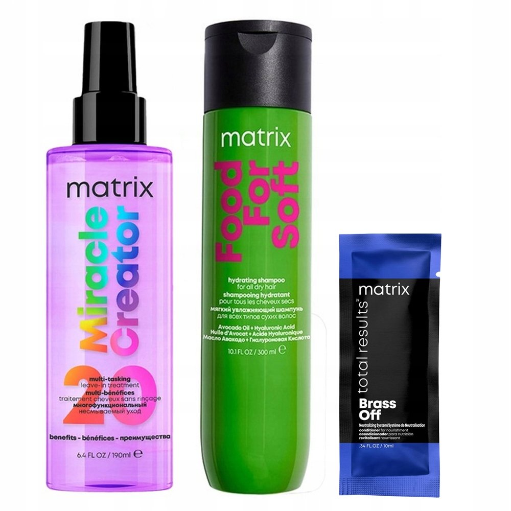 Matrix Food For Soft Szampon nawilżający, Spray 20w1 ochrona włosów+