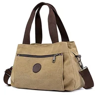 Torebki damskie - DOURR Hobo Handbags Canvas Crossbody Bags for Women, Multi Compartment Tote Purse Medium Satchel (Khaki) - miniaturka - grafika 1