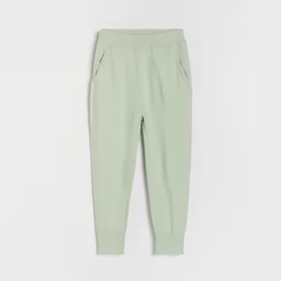 Spodnie i spodenki dla dziewczynek - Reserved Dzianinowe spodnie - Zielony - grafika 1