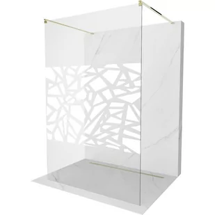 Mexen Kioto ścianka prysznicowa wolnostojąca 120 x 200 cm, transparent/biały wzór 8 mm, złota - Ścianki i drzwi prysznicowe - miniaturka - grafika 1