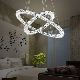 LZQ 48W LED Crystal Design Lampa wisząca Lampa sufitowa Lampa wisząca Kreatywny żyrandol Dwa pierścienie Zimno-biały żyrandol [Klasa energetyczna A++] - Lampy sufitowe - miniaturka - grafika 1