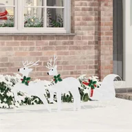 Ozdoby bożonarodzeniowe - vidaXL LED Renifery 3 pcs Zimna Biała tkanina - miniaturka - grafika 1