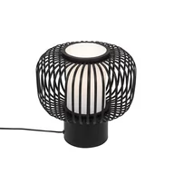 Lampy stojące - QAZQA Nowoczesna lampa stołowa czarna z bambusem - Bambuk - miniaturka - grafika 1