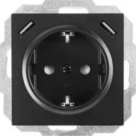 Gniazdka elektryczne - ELEKTROPLAST SOCKET+2USB BLACK - miniaturka - grafika 1
