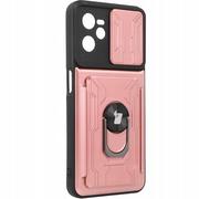Etui i futerały do telefonów - Bizon Etui Case Camshield Card Slot Ring do Realme C35 jasnoróżowe - miniaturka - grafika 1