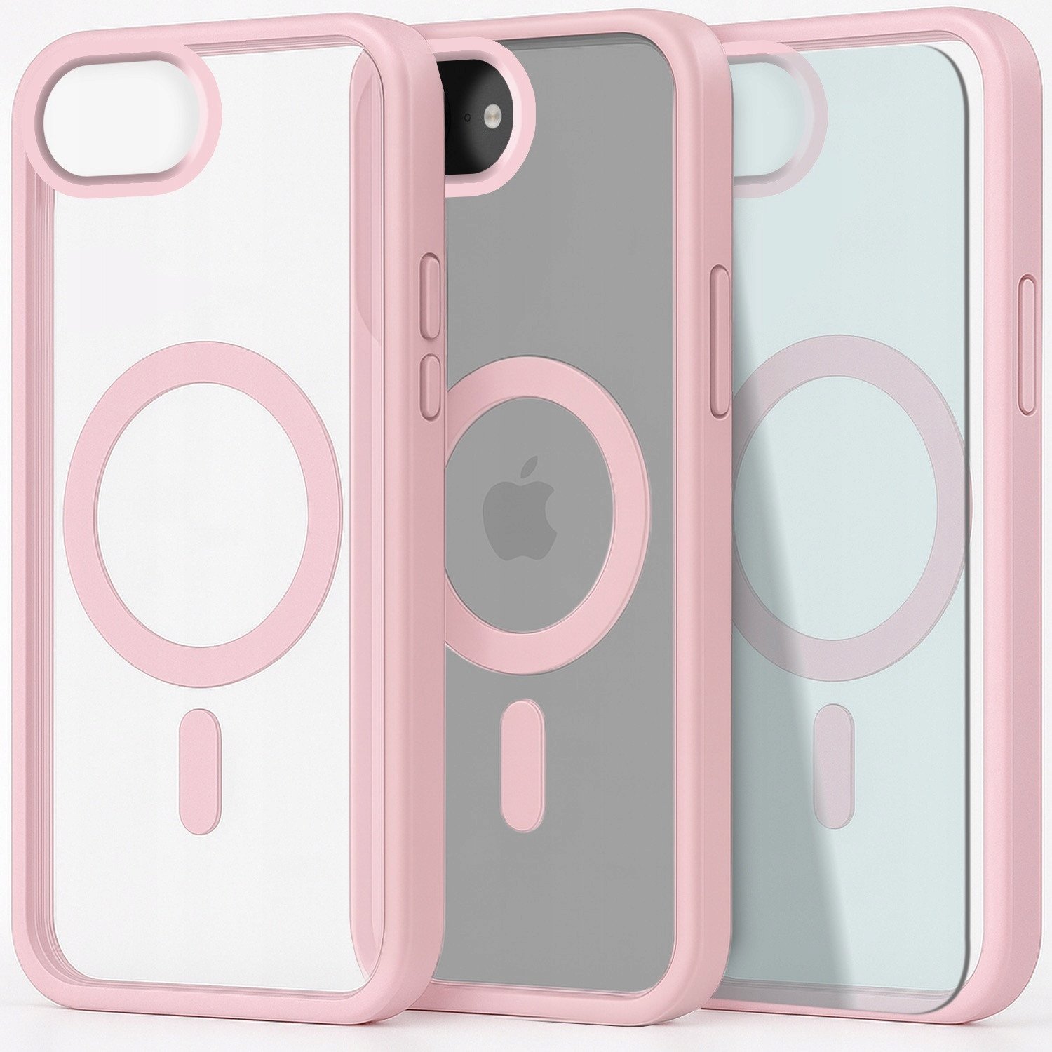 Etui do Apple iPhone 16e Do Magsafe, Przezroczyste, Jasnoróżowe Szkło