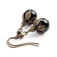 Kolczyki - Kolczyki kamień onyks, antyczny brąz / JG. Projekt - miniaturka - grafika 1