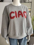 Bluzy damskie - Bluza oversize z napisem Ciao - szary One size Azara - miniaturka - grafika 1