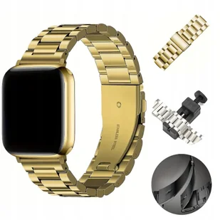 Apple Watch Pasek Bransoletka 38 40 41 mm SE 3/4/5/6/7/8/9 Stal Złota - Akcesoria do smartwatchy - miniaturka - grafika 1