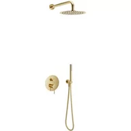 Zestawy prysznicowe - Excellent Pi zestaw prysznicowy podtynkowy z deszczownicą złoty połysk AREX.SET.1247GL - miniaturka - grafika 1