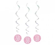 Balony i akcesoria - Dekoracja wisząca Glitz 50, groszki, różowa, 81 cm, 6 sztuk - miniaturka - grafika 1