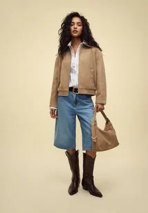 Stradivarius Kurtka bomberka miękka w dotyku Jasny wielbłądzi S - Kurtki damskie Stradivarius Kurtka bomberka miękka w dotyku Jasny wielbłądzi S - Kurtki damskie - miniaturka - grafika 1