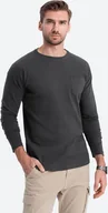 Koszulki męskie - Ombre Longsleeve męski o strukturze"wafla" - grafitowy V5 OM-LSCL-0109 XXL - miniaturka - grafika 1