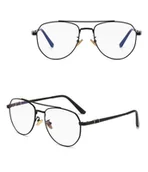 Okulary korekcyjne, oprawki, szkła - Czarne pilotki gotowe okulary zerówki do komputera z antyrefleksem 25122B ze skazą - miniaturka - grafika 1