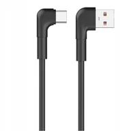 Kable USB - Kabel USB TYP C USBC 1m kątowy 90 stopni czarny boczny Przewód Przewód do ładowania Telefonu - miniaturka - grafika 1